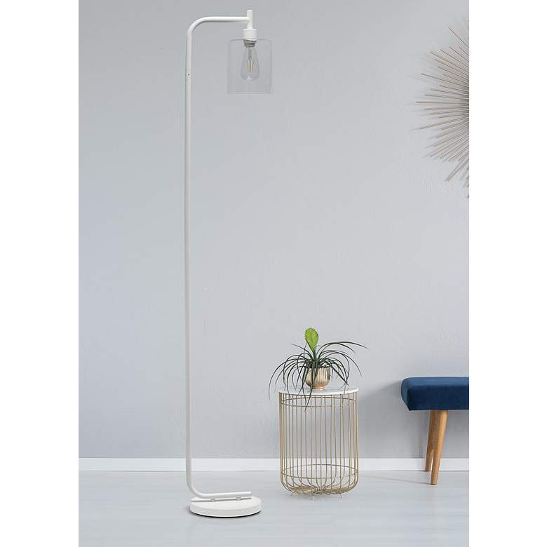 Image 1 Simple Design 67" White Iron and Glass Lantern Floor Lamp