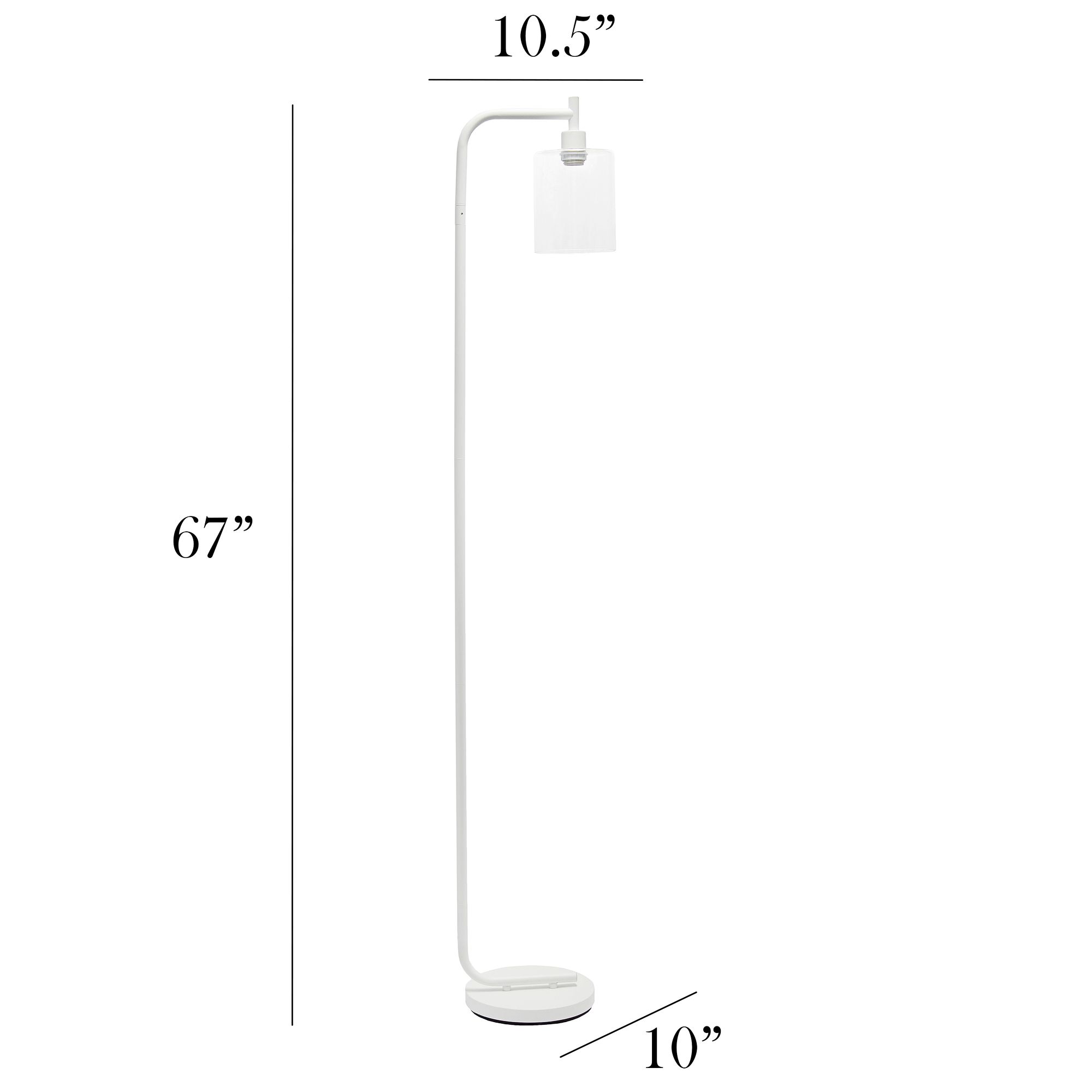 Simple Design 67" White Iron and Glass Lantern Floor Lamp