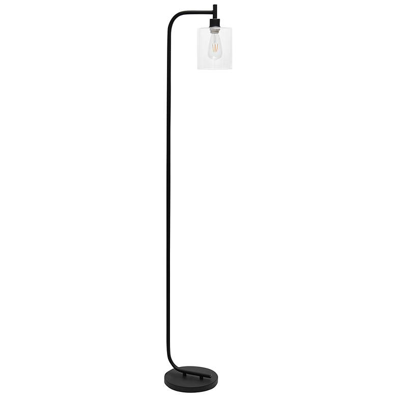 Image 2 Simple Design Black Iron and Glass Lantern Modern Floor Lamp