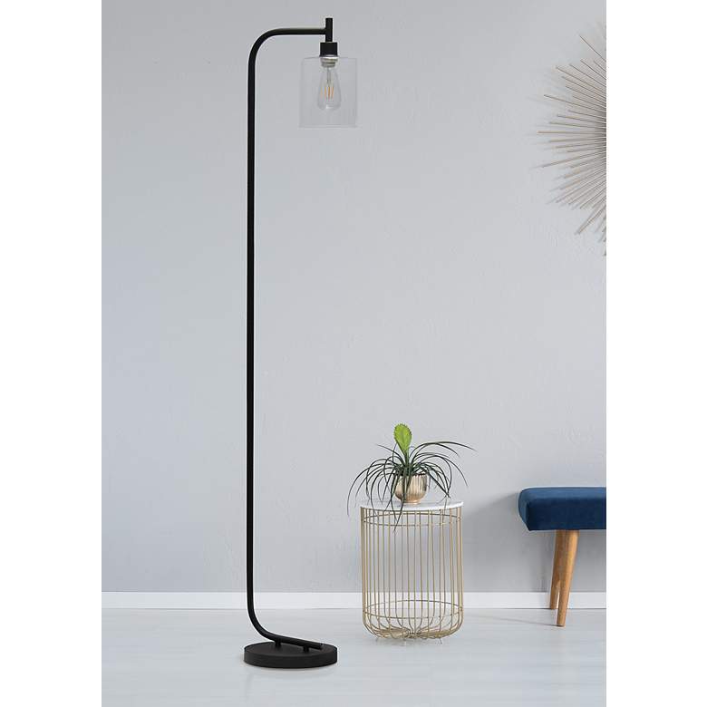 Image 1 Simple Design Black Iron and Glass Lantern Modern Floor Lamp