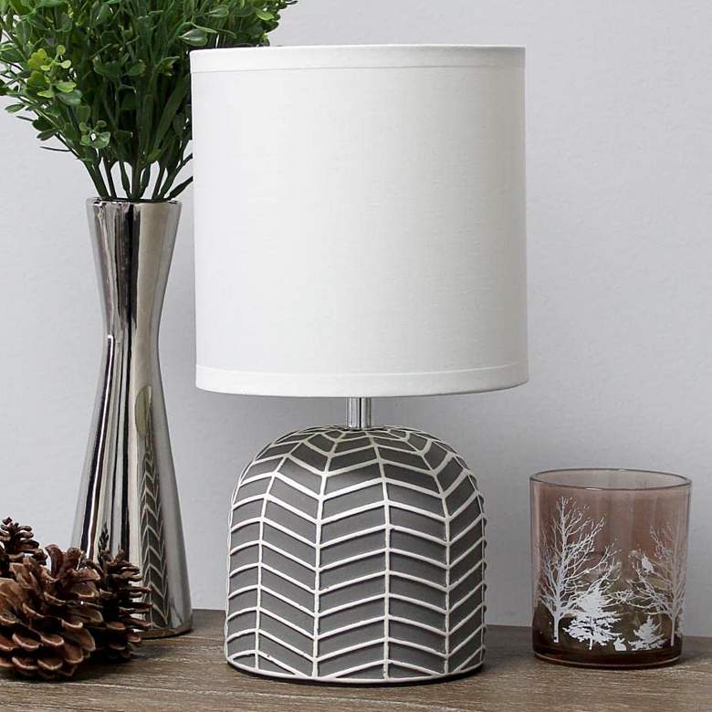 Image 1 Simple Designs 10 1/2" High Gray Ceramic Accent Table Lamp