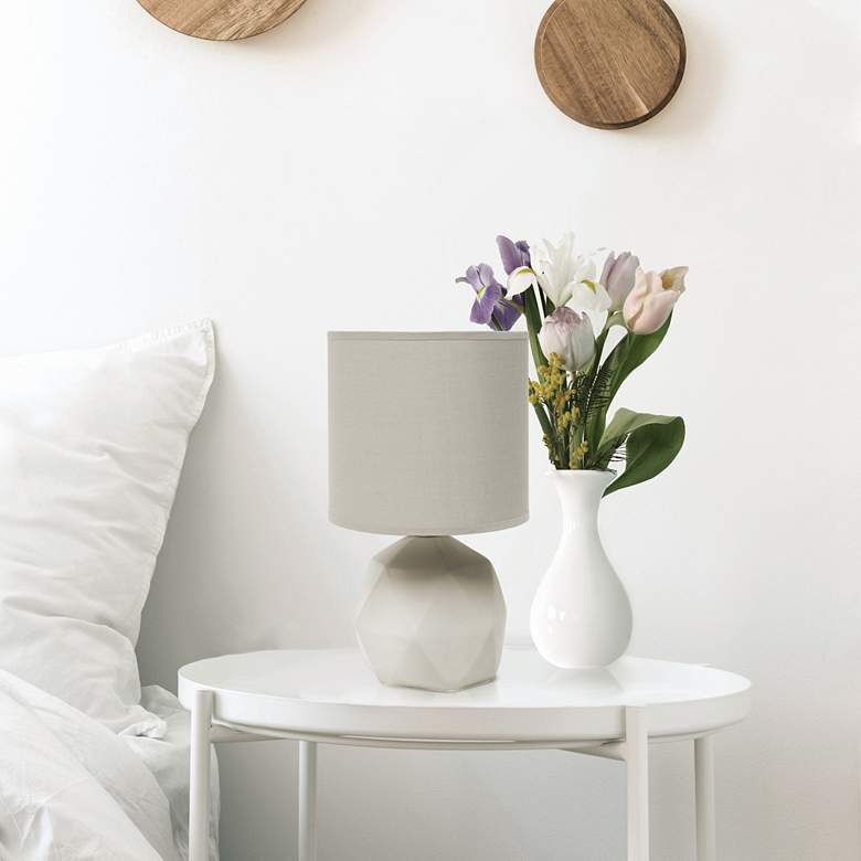 Image 1 Simple Designs 10 1/2" High Gray Geometric Accent Table Lamp