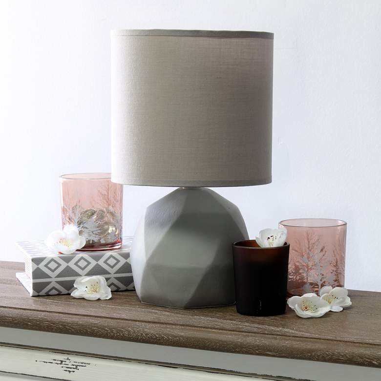 Image 3 Simple Designs 10 1/2" High Gray Geometric Accent Table Lamp more views