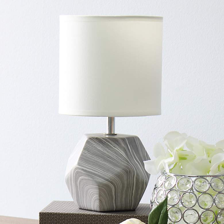 Image 1 Simple Designs 10 1/2" High Marbled Prism Accent Table Lamp