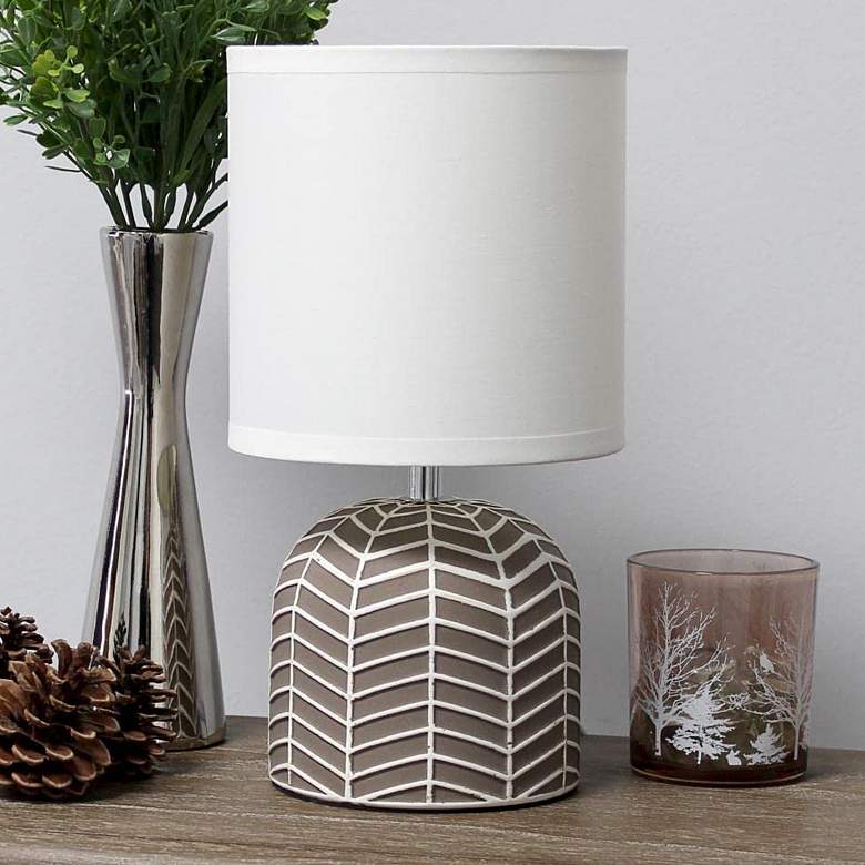 Image 1 Simple Designs 10 1/2 inch High Taupe Ceramic Accent Table Lamp