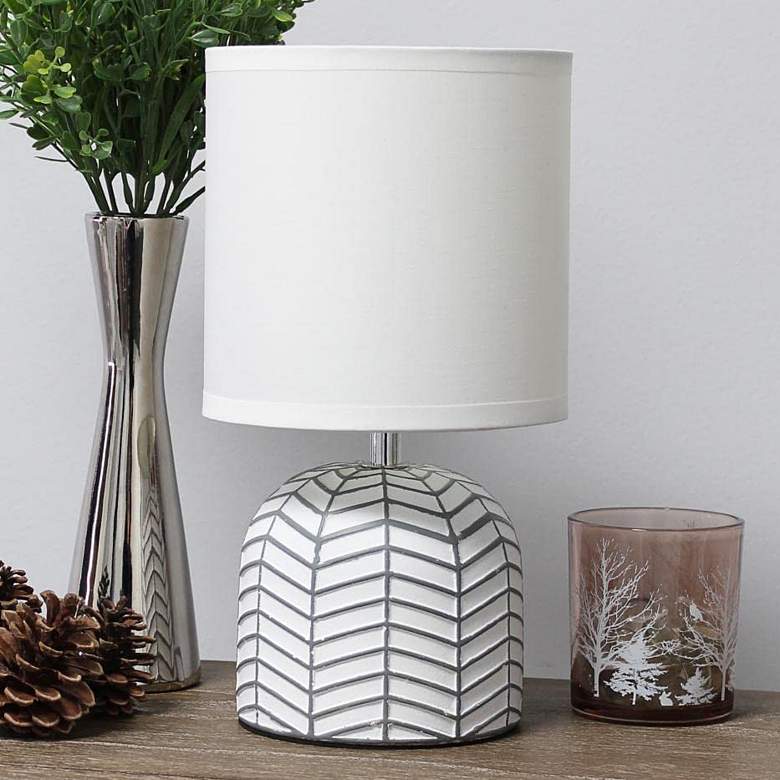 Image 1 Simple Designs 10 1/2 inch High White Ceramic Accent Table Lamp
