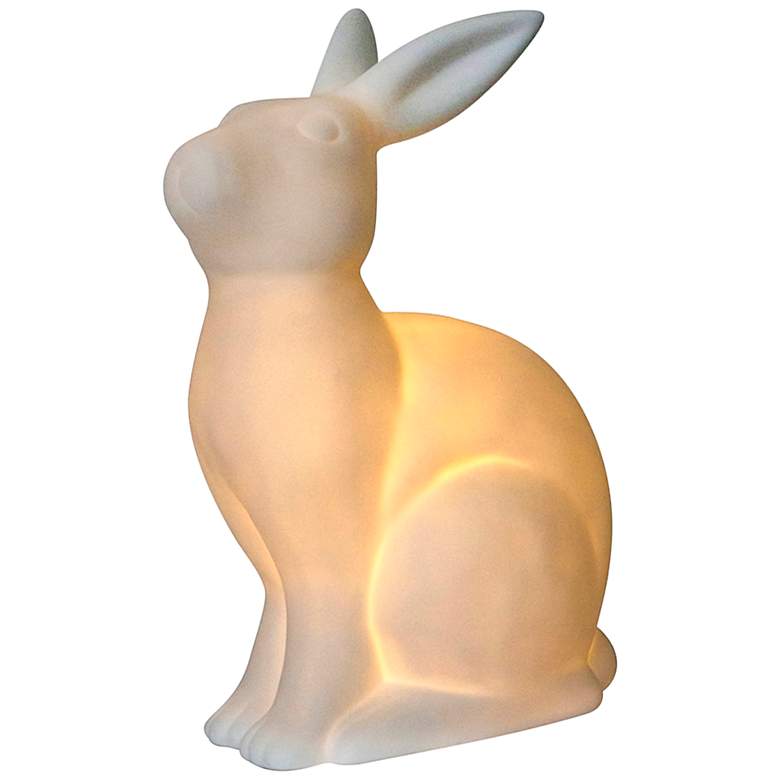 Image 4 Simple Designs 10 1/2 inch High White Porcelain Bunny Accent Table Lamp more views