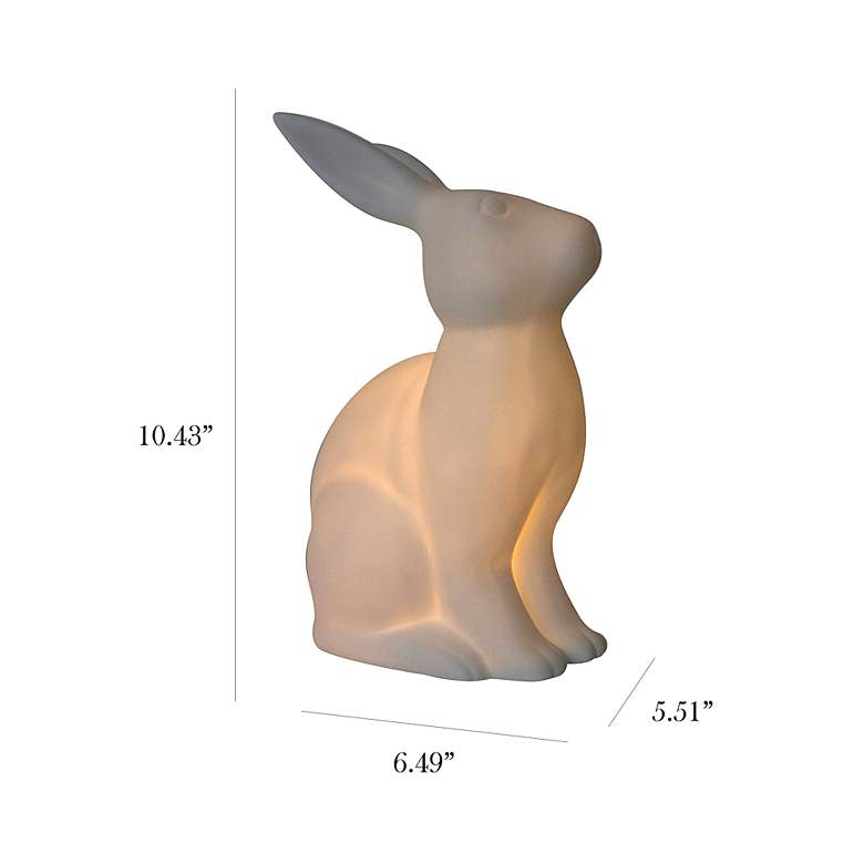 Image 5 Simple Designs 10 1/2" High White Porcelain Bunny Accent Table Lamp more views