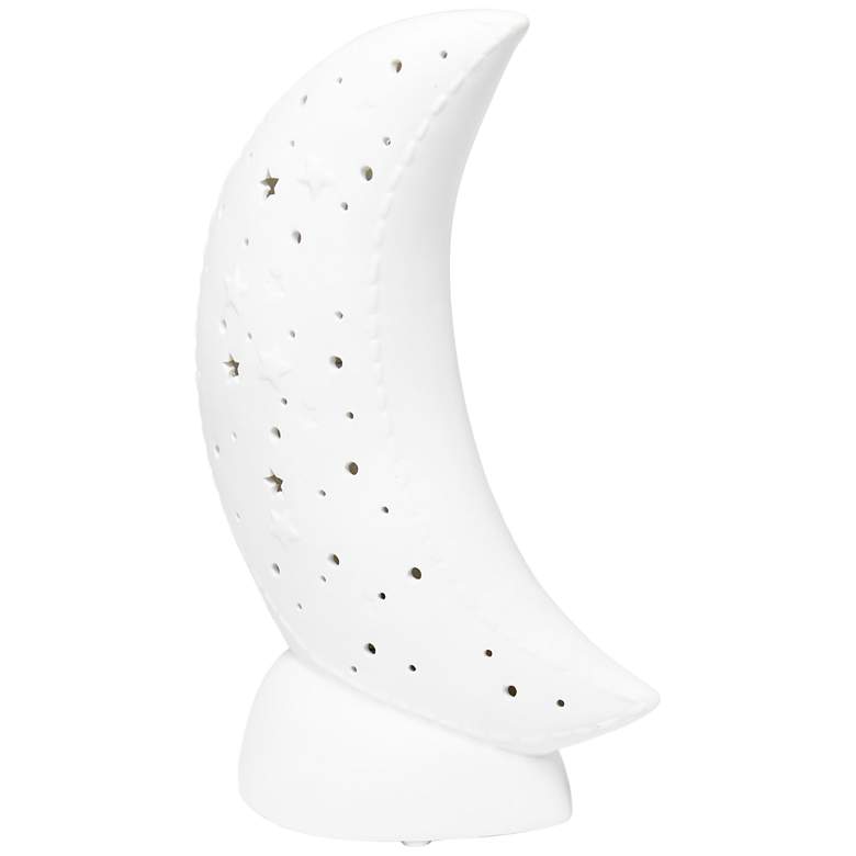 Image 2 Simple Designs 10 1/2" High White Porcelain Moon Accent Lamp