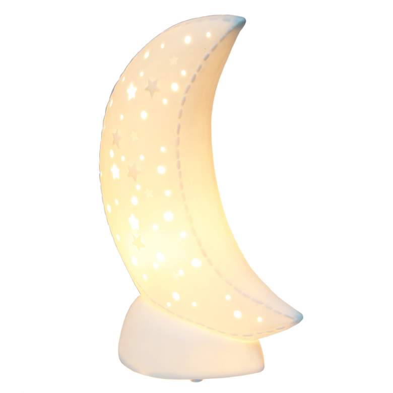 Image 3 Simple Designs 10 1/2" High White Porcelain Moon Accent Lamp more views