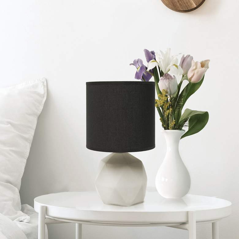 Image 1 Simple Designs 10 1/2 inchH Black Shade Gray Accent Table Lamp