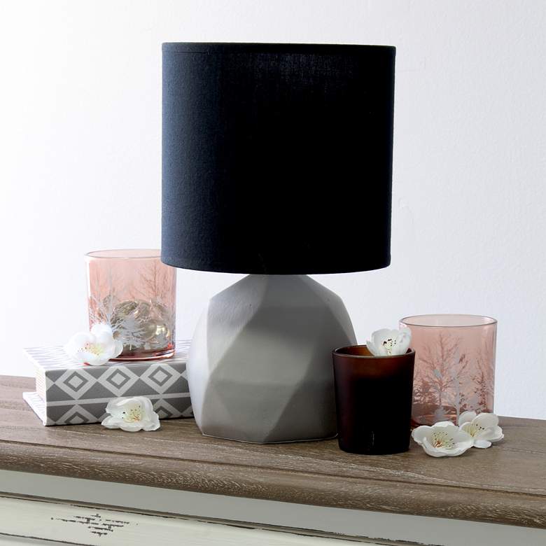 Image 3 Simple Designs 10 1/2"H Black Shade Gray Accent Table Lamp more views