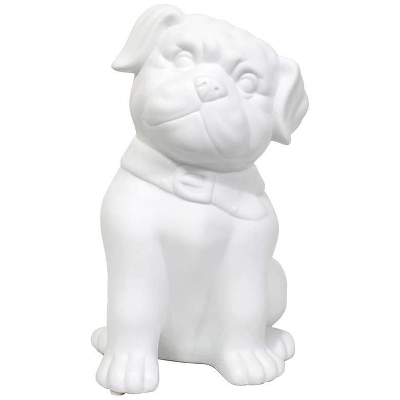 Image 1 Simple Designs 10 1/2"H White Porcelain Puppy Dog Accent Table Lamp