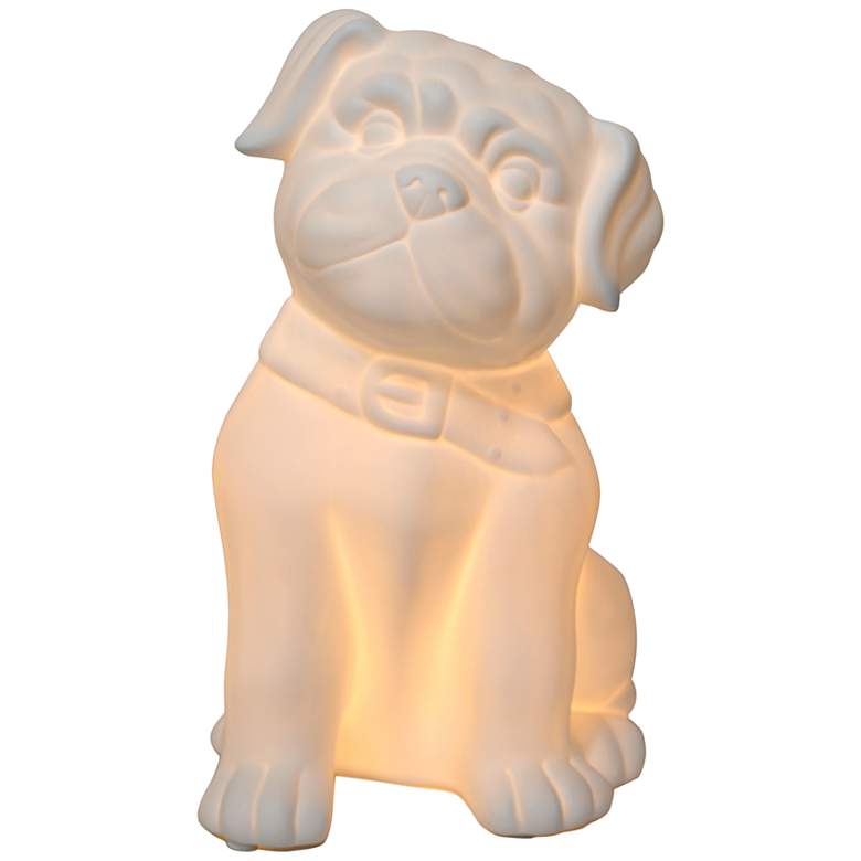 Image 6 Simple Designs 10 1/2"H White Porcelain Puppy Dog Accent Table Lamp more views