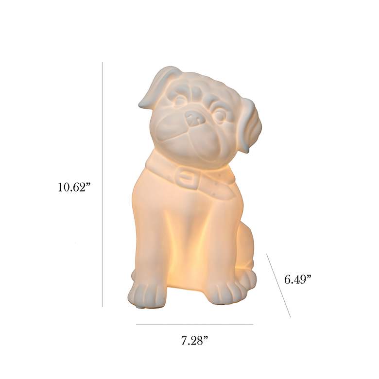 Image 7 Simple Designs 10 1/2"H White Porcelain Puppy Dog Accent Table Lamp more views