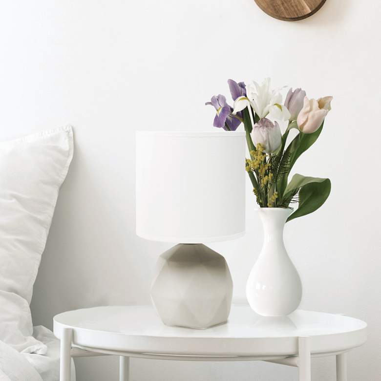 Image 1 Simple Designs 10 1/2"H White Shade Gray Accent Table Lamp