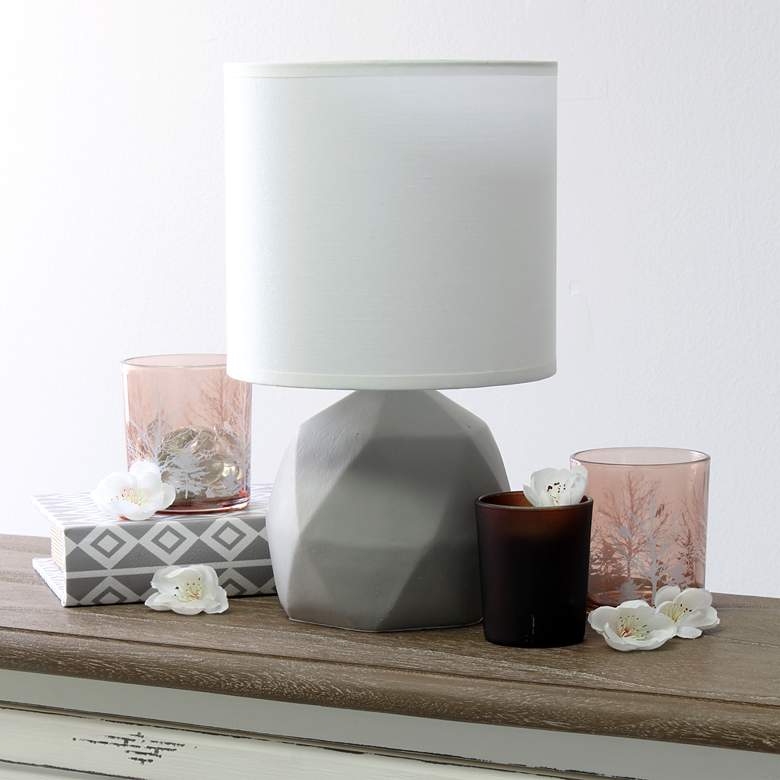 Image 3 Simple Designs 10 1/2"H White Shade Gray Accent Table Lamp more views