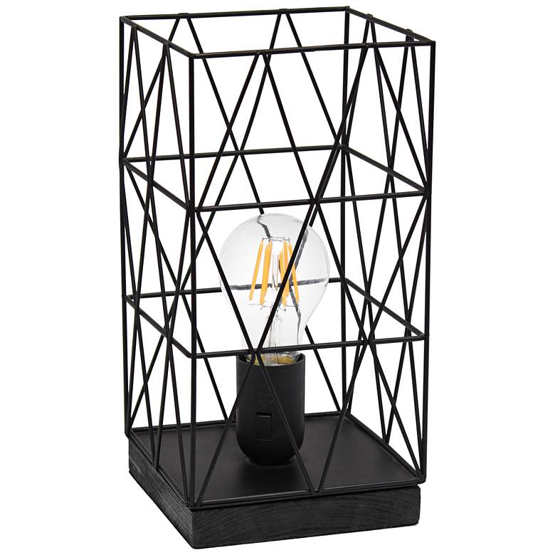 Image 2 Simple Designs 10 1/4 inchH Black Geometric Metal Accent Lamp