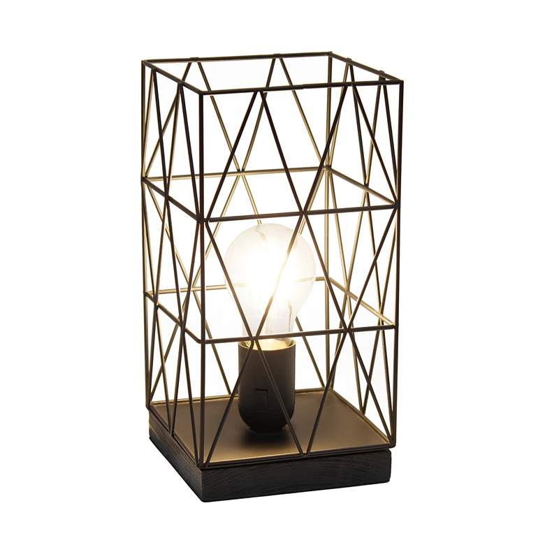 Image 3 Simple Designs 10 1/4 inchH Black Geometric Metal Accent Lamp more views