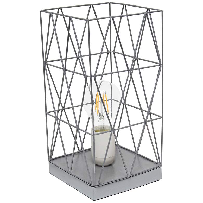 Image 2 Simple Designs 10 1/4 inchH Gray Geometric Metal Accent Lamp