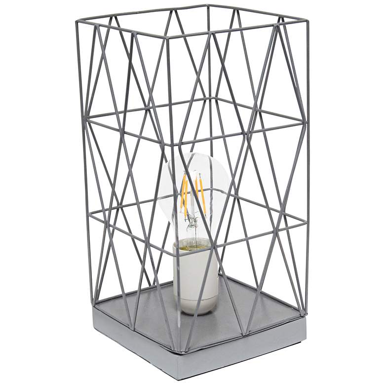 Image 2 Simple Designs 10 1/4"H Gray Geometric Metal Accent Lamp