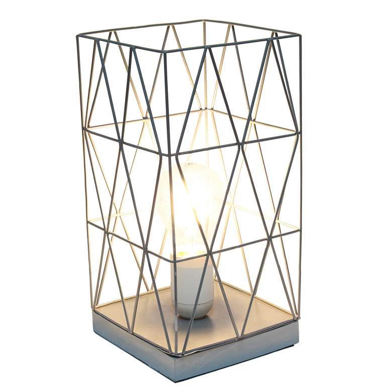 Image 3 Simple Designs 10 1/4 inchH Gray Geometric Metal Accent Lamp more views