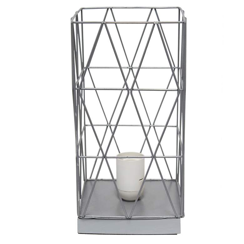 Image 6 Simple Designs 10 1/4 inchH Gray Geometric Metal Accent Lamp more views
