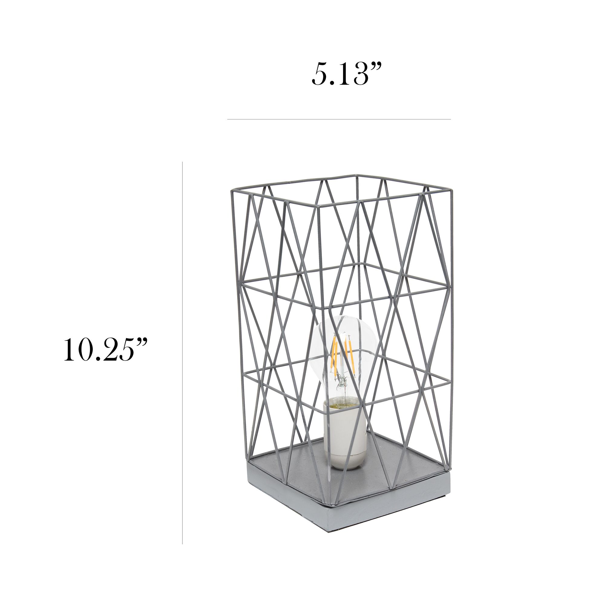 Simple Designs 10 1/4"H Gray Geometric Metal Accent Lamp