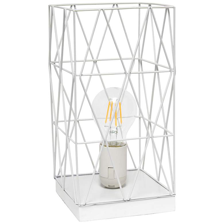Image 2 Simple Designs 10 1/4"H White Geometric Metal Accent Lamp