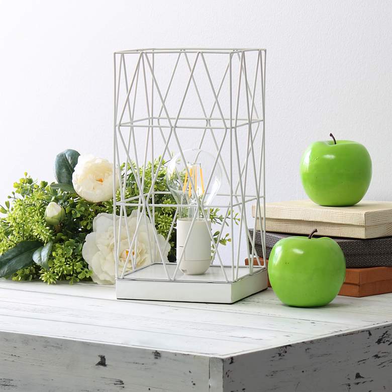 Image 1 Simple Designs 10 1/4"H White Geometric Metal Accent Lamp