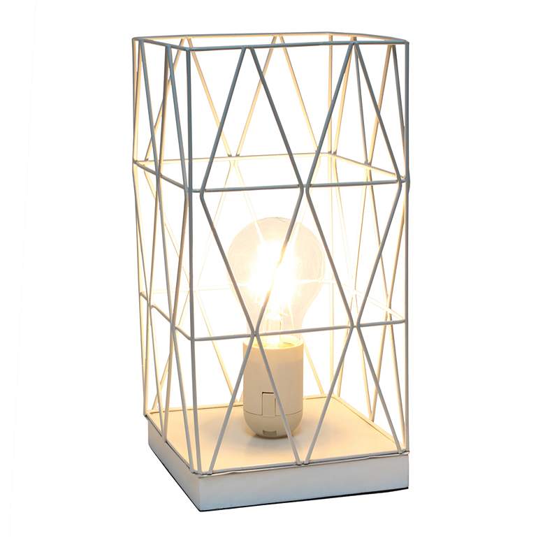 Image 3 Simple Designs 10 1/4 inchH White Geometric Metal Accent Lamp more views
