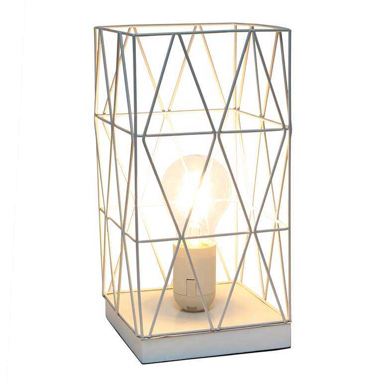 Image 3 Simple Designs 10 1/4"H White Geometric Metal Accent Lamp more views