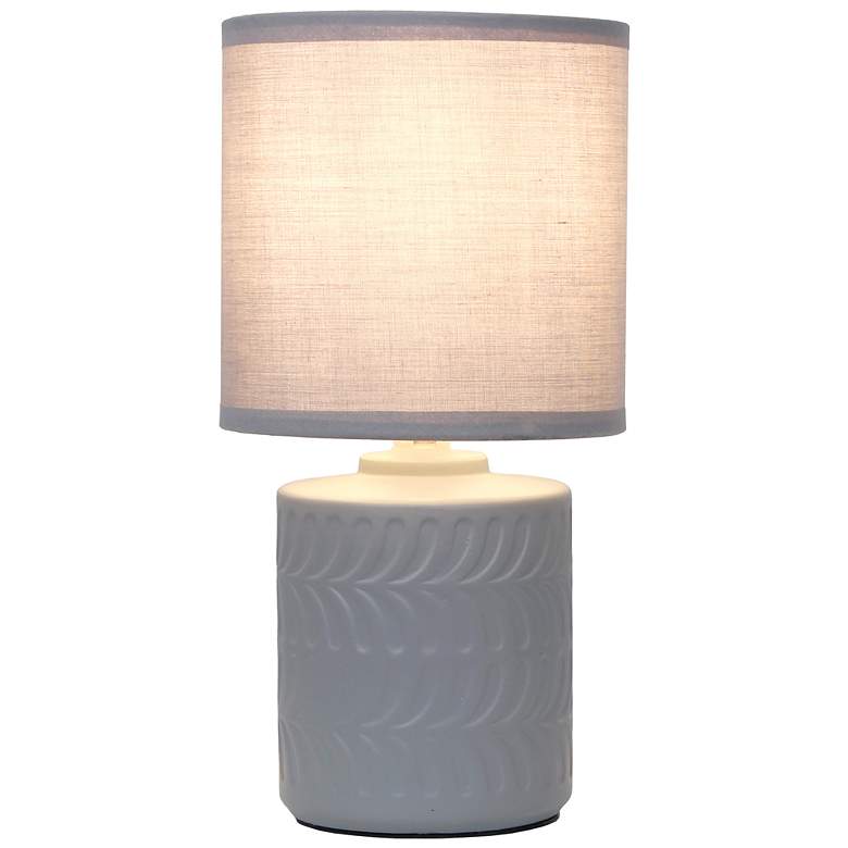 Image 4 Simple Designs 10" Chic Glow Mini Floral Ceramic Tb Lp, Mono Drum Shde, GRY more views