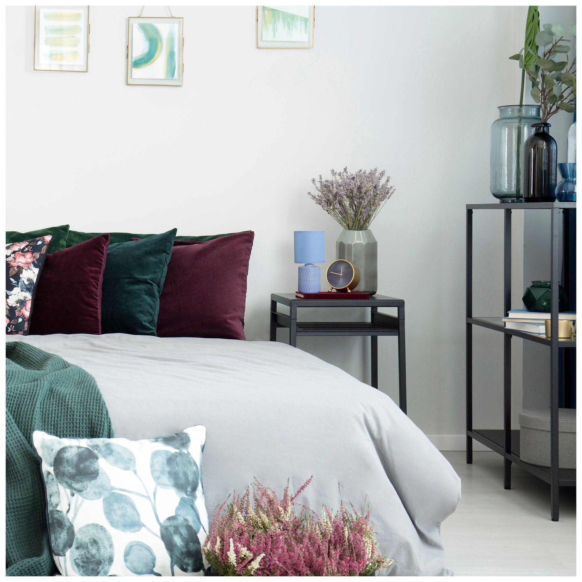 Simple Designs 10" Chic Glow Mini Floral Crmc Tb Lp, Mono Drum Shade, Blue