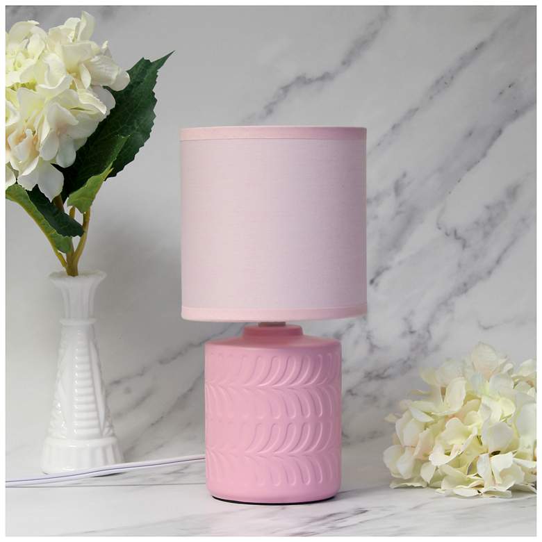 Image 1 Simple Designs 10" Chic Glow Mini Floral Crmc Tb Lp, Mono Drum Shade, Pink