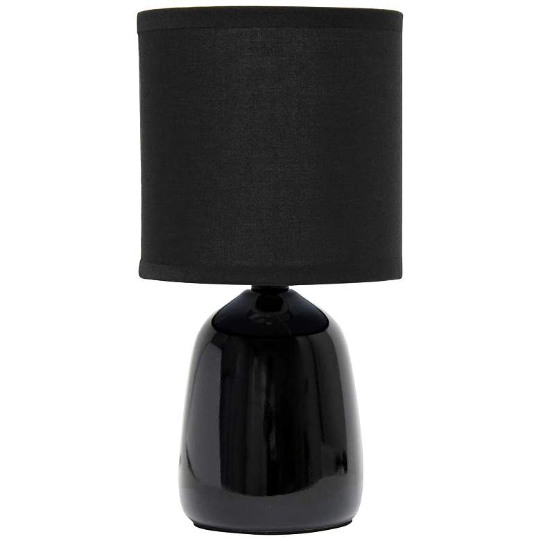 Image 1 Simple Designs 10 inch High Black Ceramic Accent Table Lamp