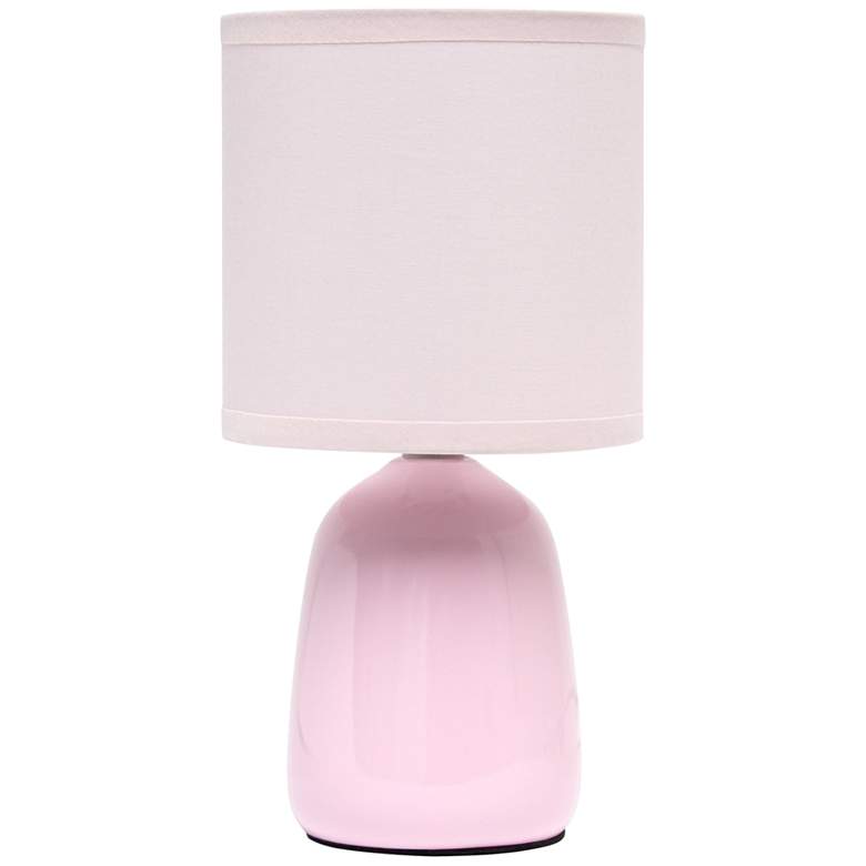 Image 2 Simple Designs 10 inch High Light Pink Ceramic Accent Table Lamp