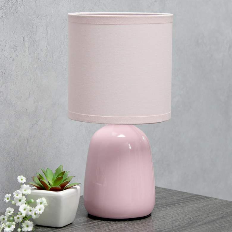 Image 1 Simple Designs 10 inch High Light Pink Ceramic Accent Table Lamp
