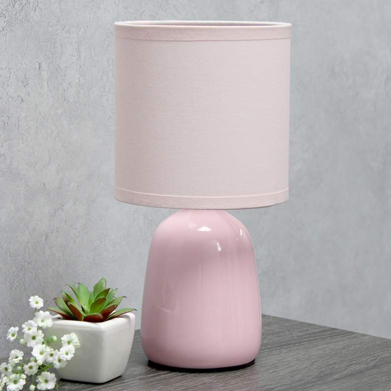 Image 1 Simple Designs 10" High Light Pink Ceramic Accent Table Lamp