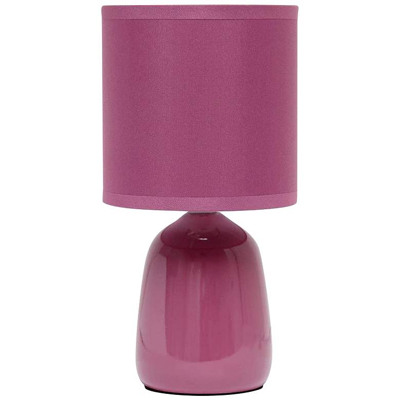 Image 2 Simple Designs 10 inch High Mauve Ceramic Accent Table Lamp