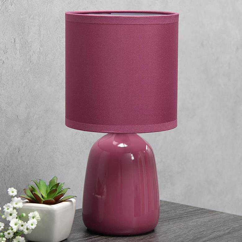 Image 1 Simple Designs 10 inch High Mauve Ceramic Accent Table Lamp
