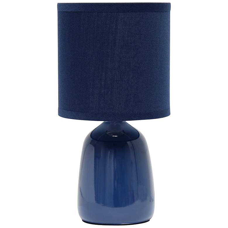 Image 1 Simple Designs 10 inch High Navy Blue Ceramic Accent Table Lamp