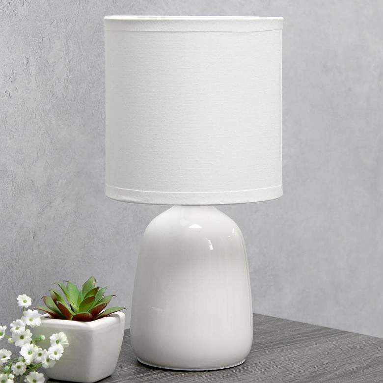 Image 1 Simple Designs 10" High Off-White Ceramic Accent Table Lamp