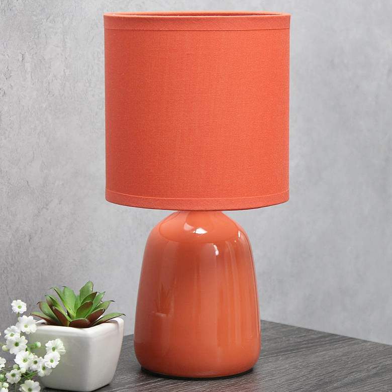 Image 1 Simple Designs 10 inch High Orange Ceramic Accent Table Lamp