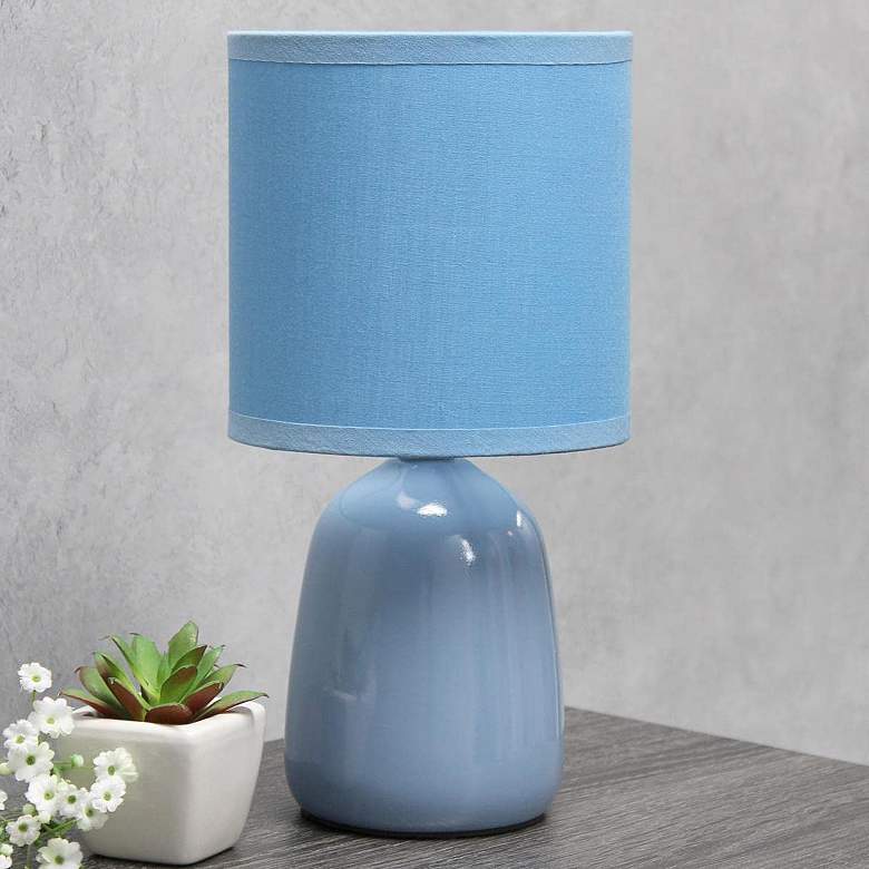 Image 1 Simple Designs 10 inch High Sky Blue Ceramic Accent Table Lamp
