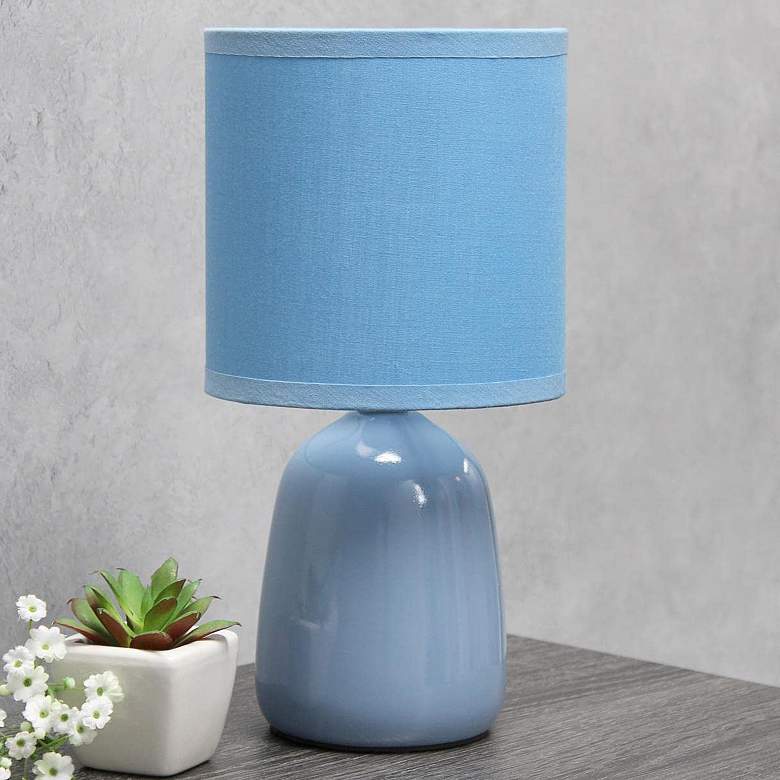 Image 1 Simple Designs 10" High Sky Blue Ceramic Accent Table Lamp