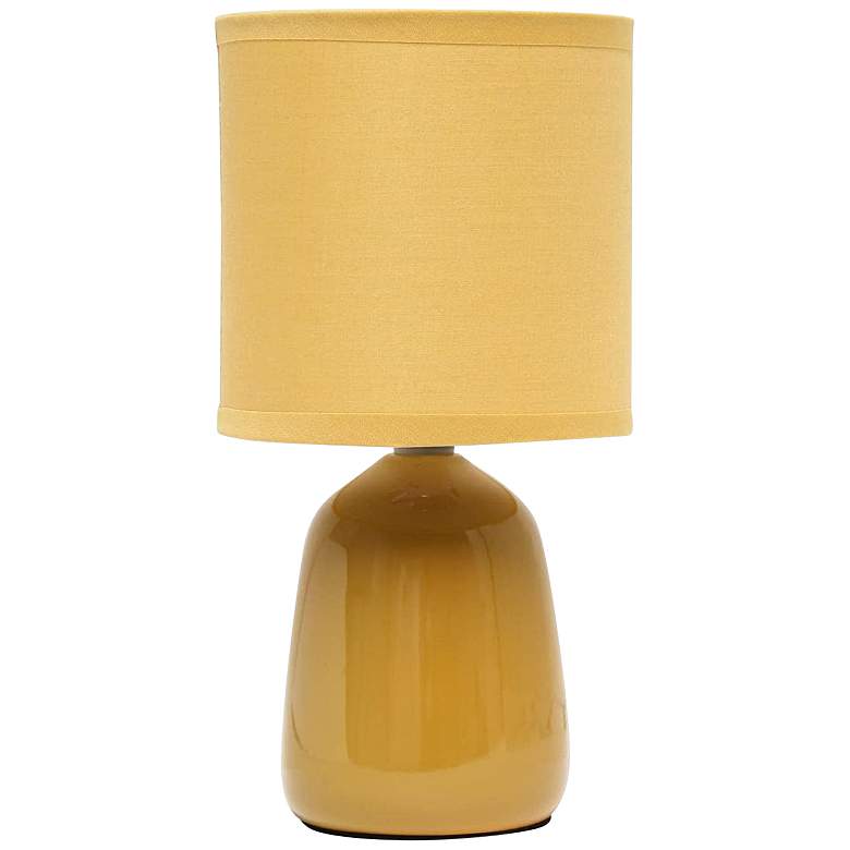 Image 2 Simple Designs 10 inchH Mustard Yellow Ceramic Accent Table Lamp