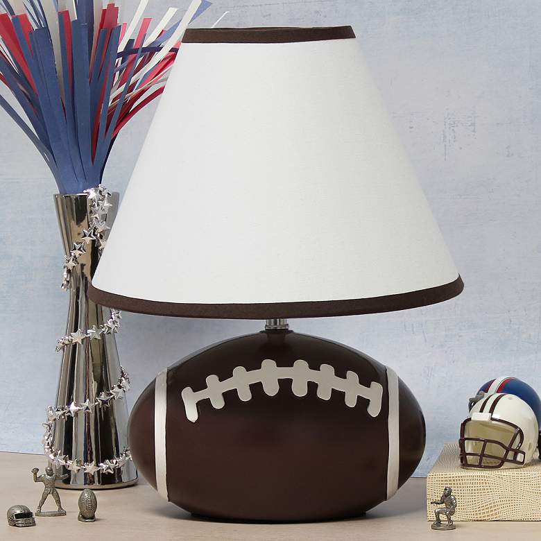 Image 1 Simple Designs 11 1/2" High Brown Football Accent Table Lamp