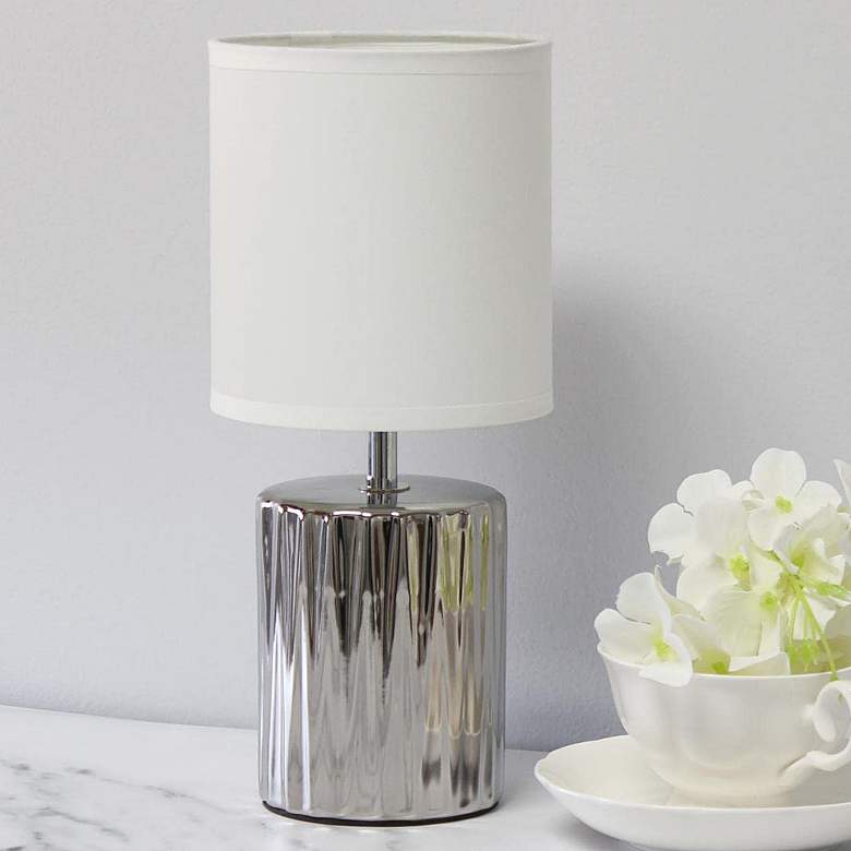 Image 1 Simple Designs 11 1/2 inch High Ruffled Chrome Accent Table Lamp