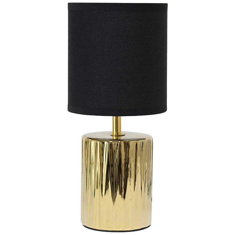 Image 1 Simple Designs 11 1/2 inch High Ruffled Gold Accent Table Lamp